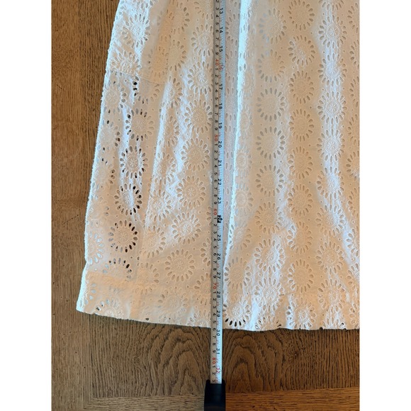 Lilly Pulitzer Pier Midi Skirt 4 White Eyelet Cotton Pockets Belted Resortwear - Picture 11 of 11